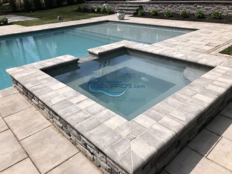 pool with pool spa installation in Madison NJ, inground pool contractor