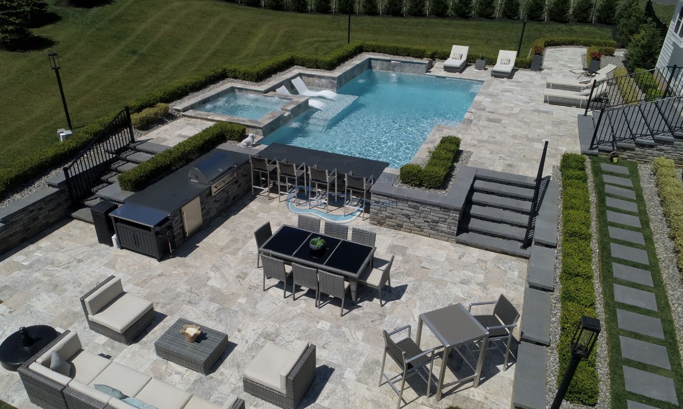 Salt water pool and patio installation in Williamstown, NJ