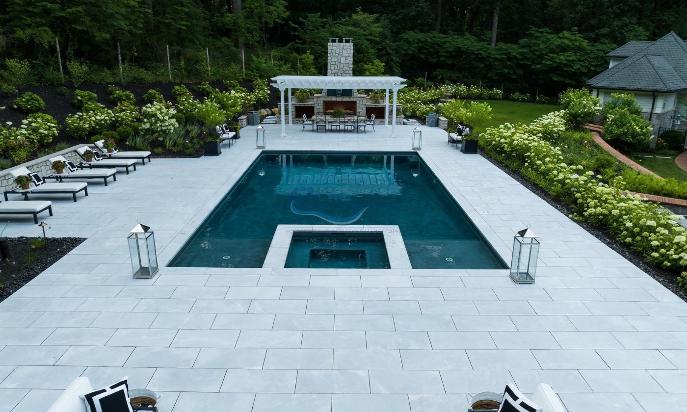 custom gunite pool and patio installation in Tenafly, NJ