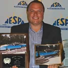 Custom pool builders serving Monmouth County, NJ beside NESPA pool awards